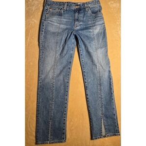 AG Adriano Goldschmied AG-ED Denim Rare Front Seam Split Hem Straight  Blue 32